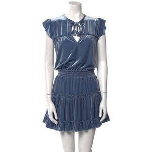 MISA Los Angeles 👗 Tie Neck silver blue mini Dress, Size XS Very good condition